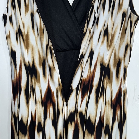 Roz & Ali Sheath Faux Wrap Dress Animal Print Lined Polyester Zip Knee Length 10 - Picture 7 of 10